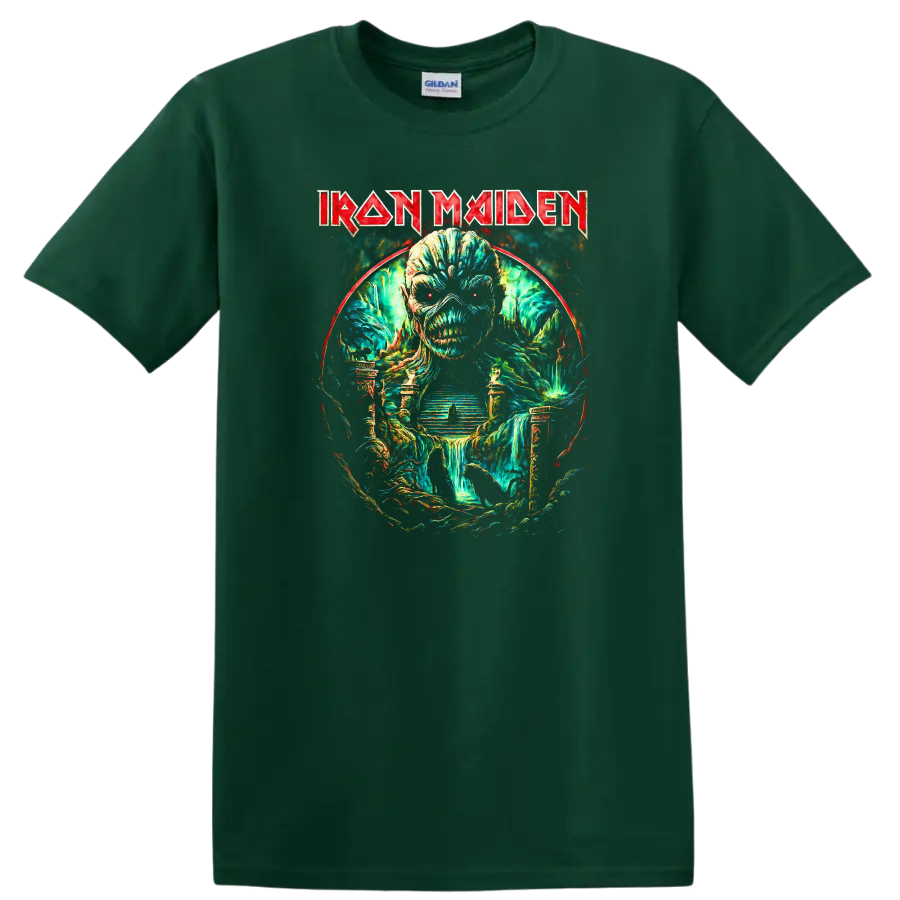 Iron Maiden Heavy Metal Album Art Skull T Shirt Retro Rock Legend - Forest Green