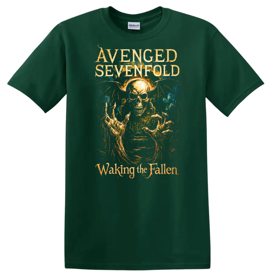 Avenged Sevenfold Waking the Fallen Retro Metal Album Art T Shirt - Forest Green