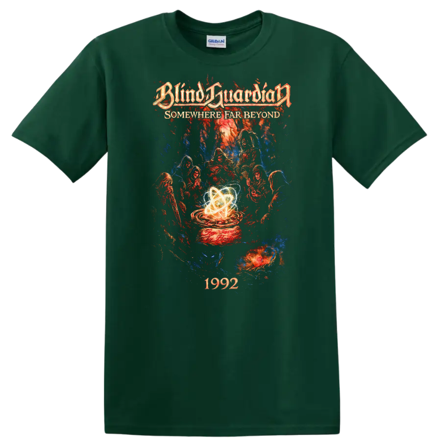 Blind Guardian Somewhere Far Beyond Retro Heavy Metal T Shirt 1992 Album Art - Forest Green