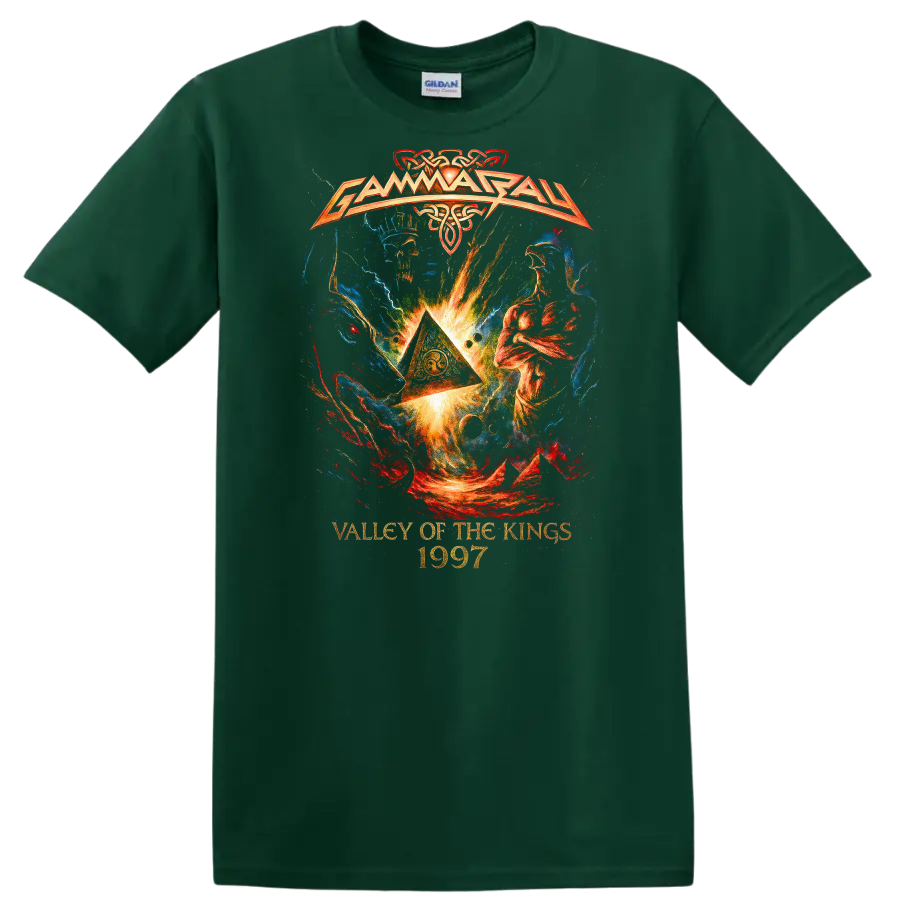 Valley of the Kings 1997 Retro Heavy Metal Album Cover T Shirt - Forest Green