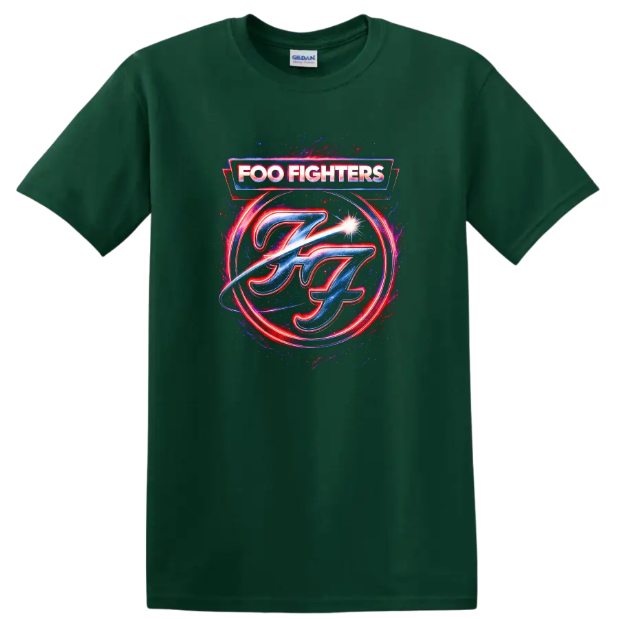 Foo Fighters Retro Heavy Metal Album Cover Style T Shirt - Forest Green