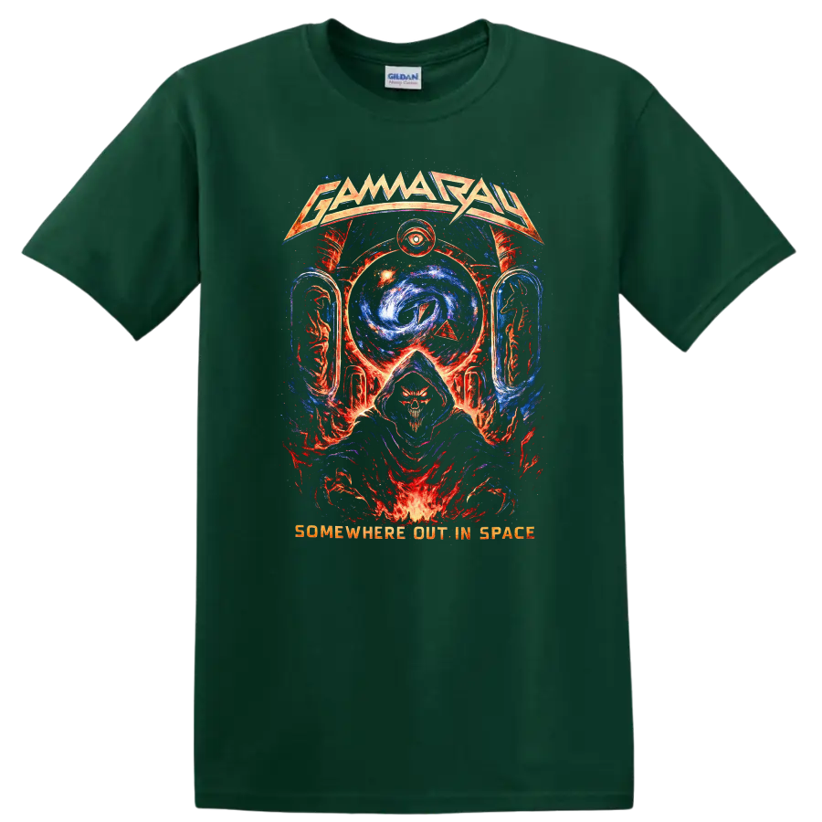 Gamma Ray Retro Heavy Metal Album Cover Style T Shirt - Forest Green