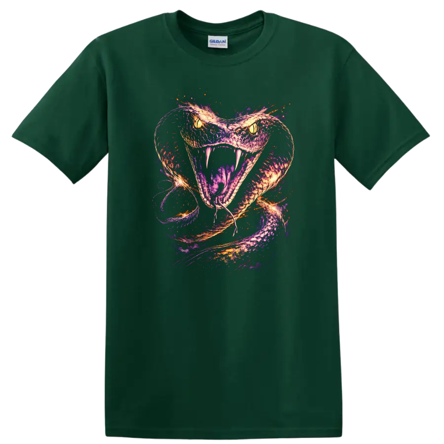 Neon Snake Cobra Watercolor Glow Animals T Shirt - Forest Green