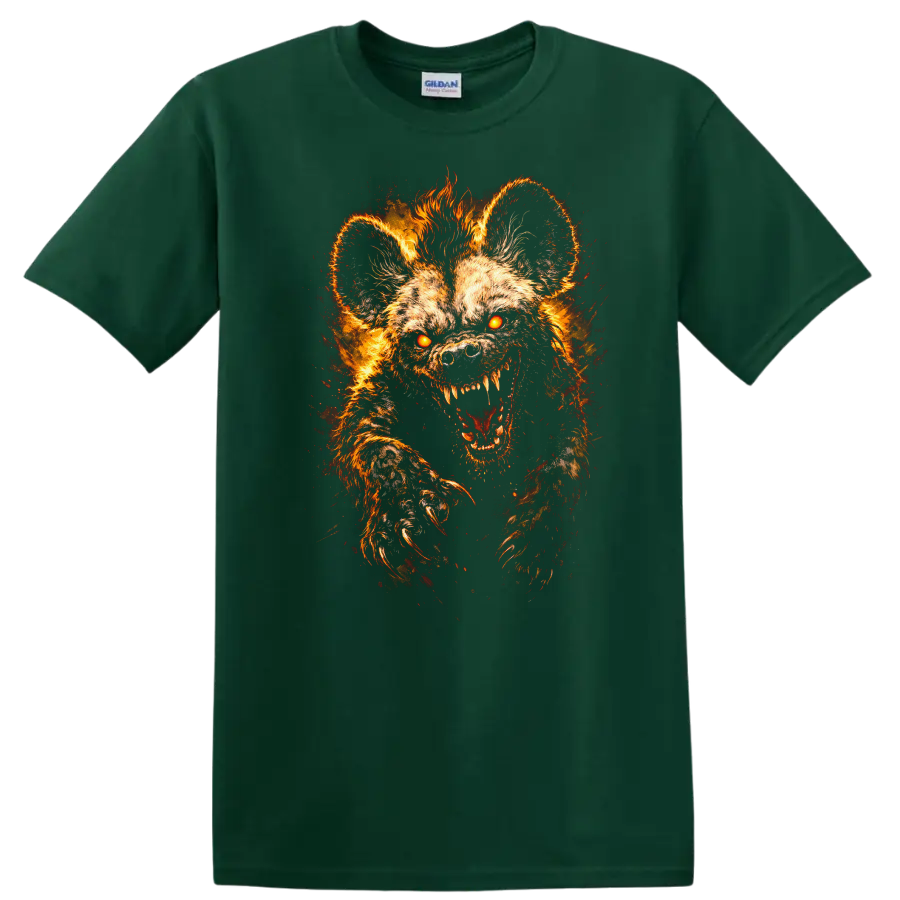 Fiery Werewolf Howling Wolf Head Graphic T Shirt for Animal Lovers - Forest Green