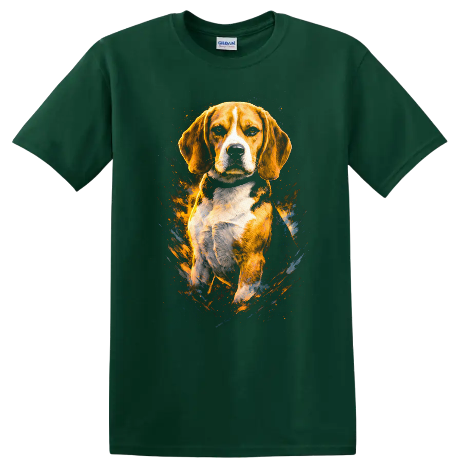 Beagle Dog Splash Art T Shirt Colorful Breed Portrait Gift - Forest Green