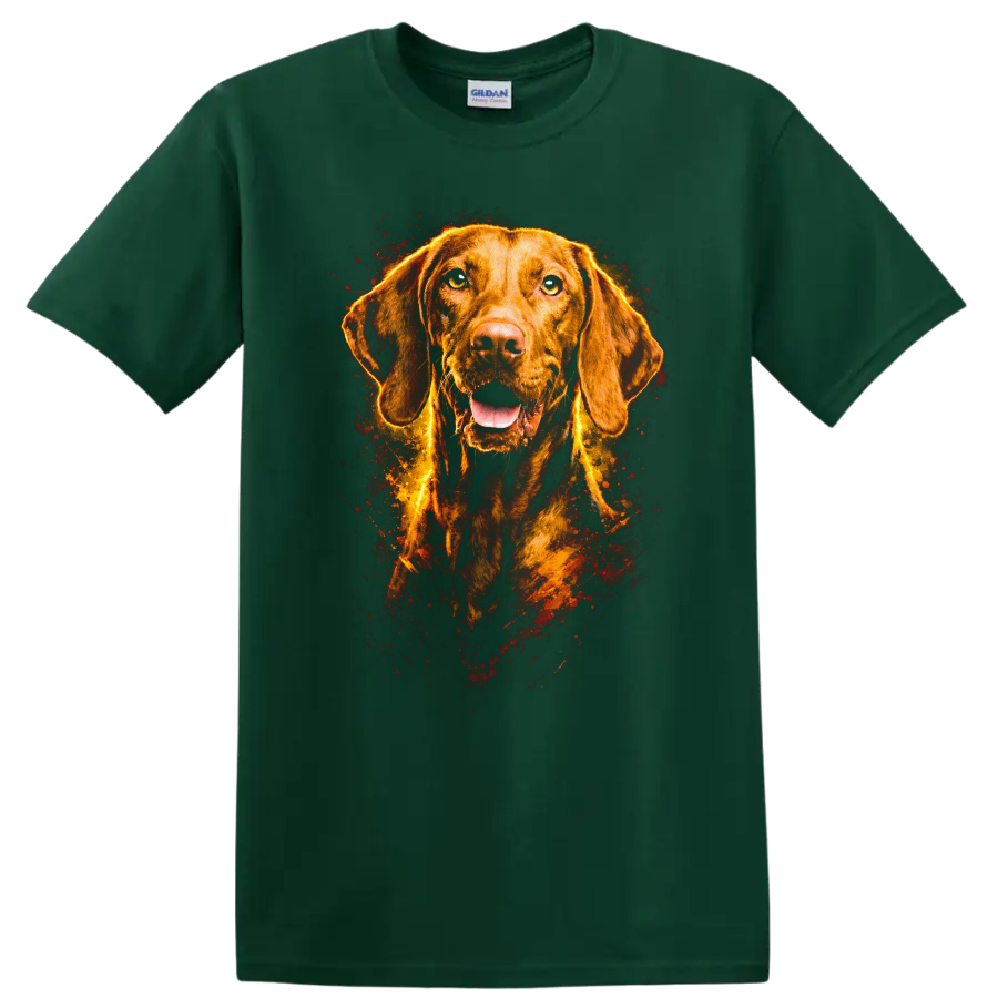 Liver Chestnut Dog Portrait T Shirt Bold Fire Splash Pet Lover Tee - Forest Green