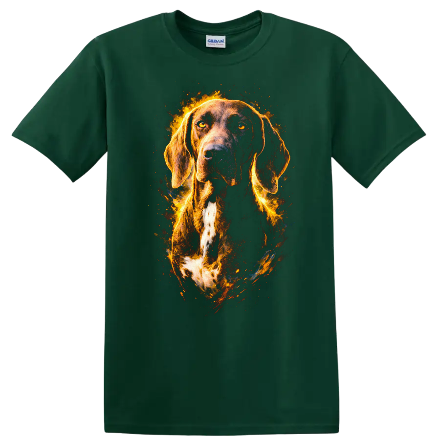 German Shorthaired Pointer Fire Glow Portrait T Shirt - Forest Green
