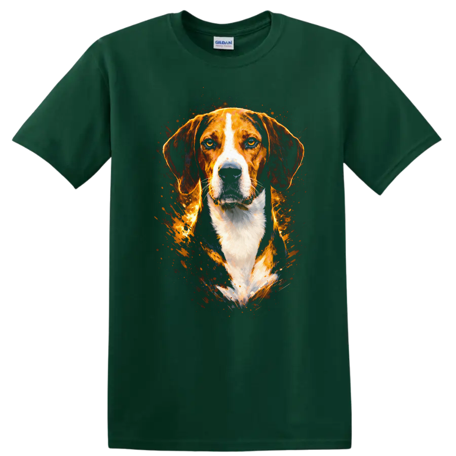 Beagle Dog Splash Art T Shirt Vibrant Pet Portrait for Dog Lovers - Forest Green