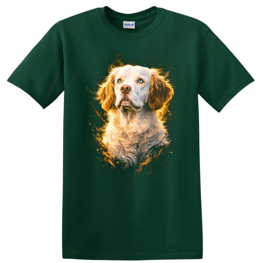 Blue Eyed Cocker Spaniel Dog Portrait T Shirt for Dog Lovers - Forest Green