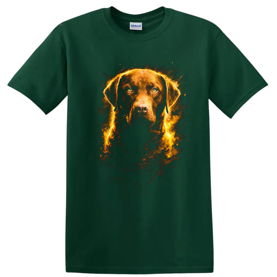 Fiery Labrador Portrait Dog Breed T Shirt for Pet Lovers - Forest Green