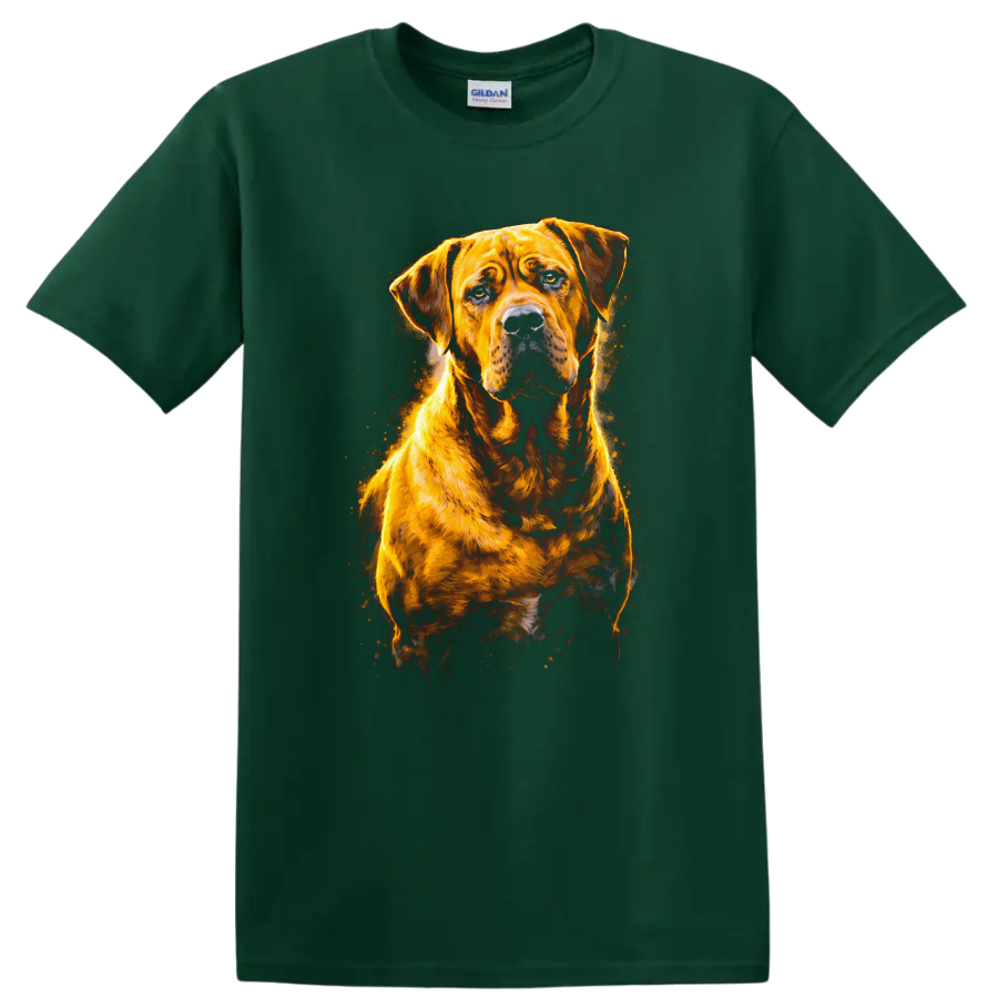 Golden Retriever Dog Portrait T Shirt Vibrant Watercolor Splash - Forest Green