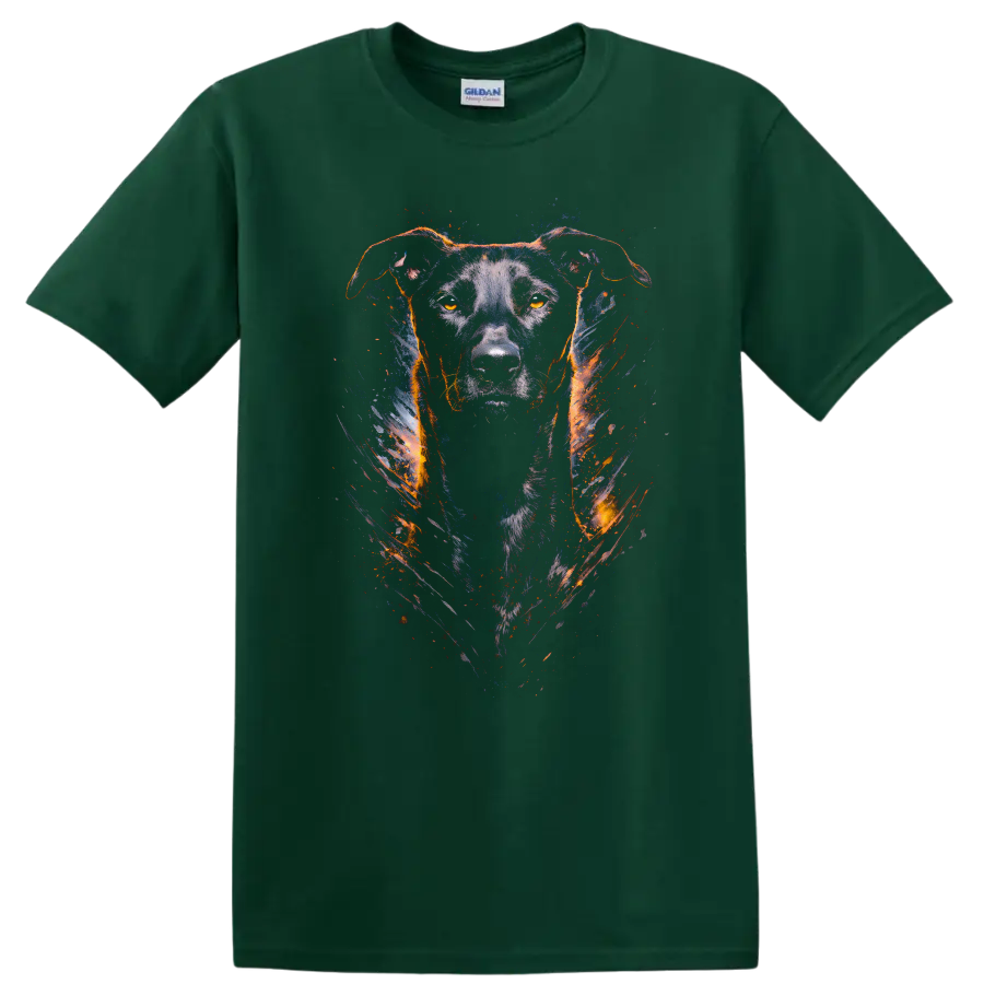 Colorful Dog Portrait Graphic T Shirt for Dog Lovers - Forest Green