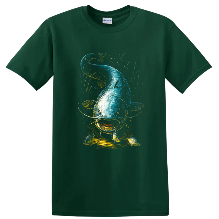 Colorful Fish Art Graphic T Shirt, Vibrant Aquarium Style, Unisex - Forest Green