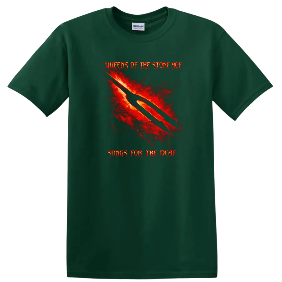 Queens of the Stone Age Songs for the Deaf T Shirt Vintage Rock Style - Forest Green