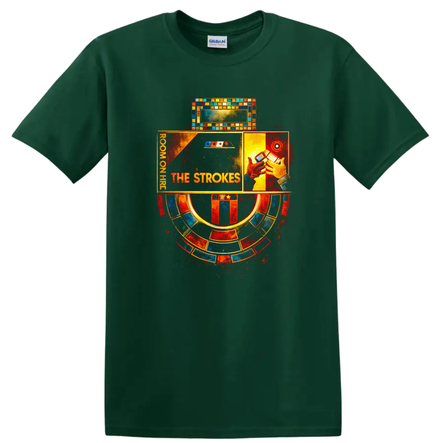 Vintage Classic Rock Album Cover Art Style T Shirt - Forest Green