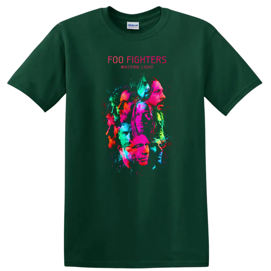 Foo Fighters Wasting Light Vintage Classic Rock T Shirt - Forest Green