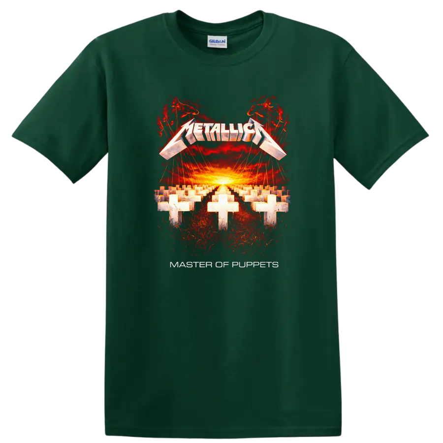 Metallica Master of Puppets Vintage Classic Rock T Shirt - Forest Green