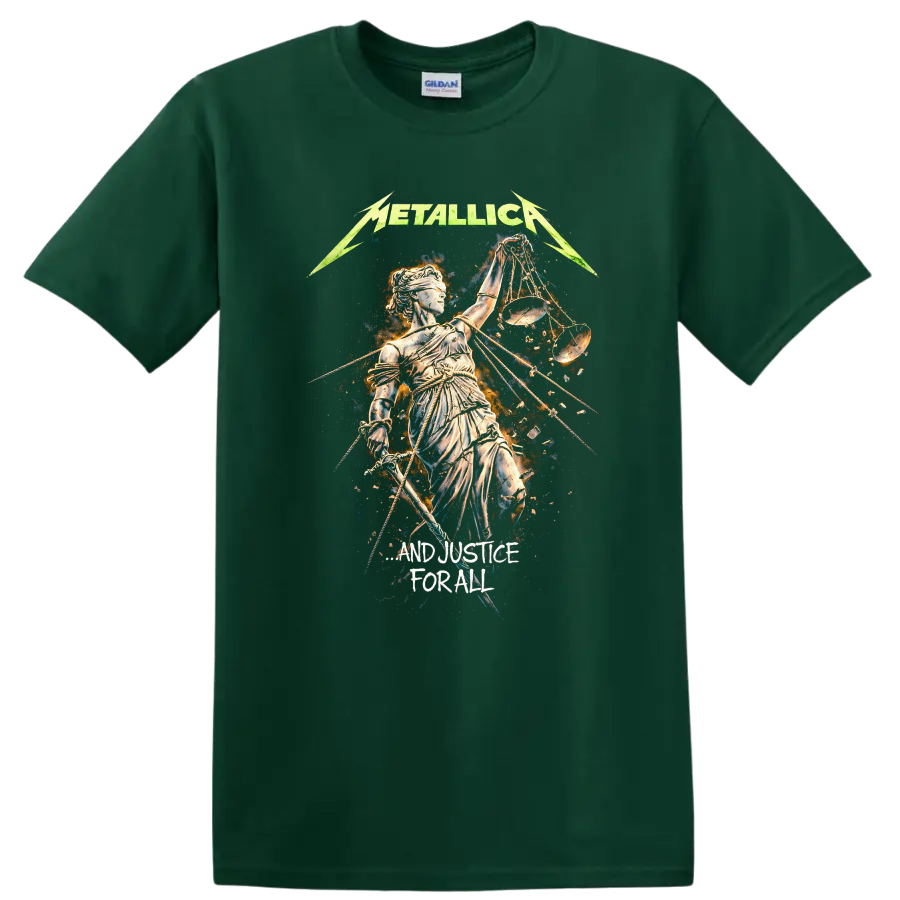 Metallica Justice Vintage Classic Rock T Shirt - Forest Green
