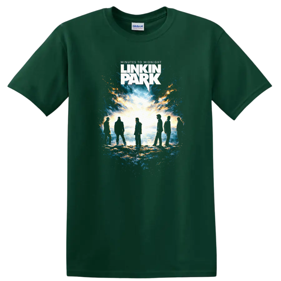 Linkin Park Vintage Classic Rock Album Cover Art T Shirt - Forest Green