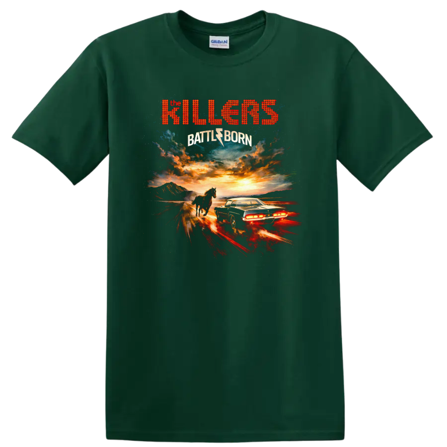The Killers Battle Born Vintage Classic Rock T Shirt - Forest Green