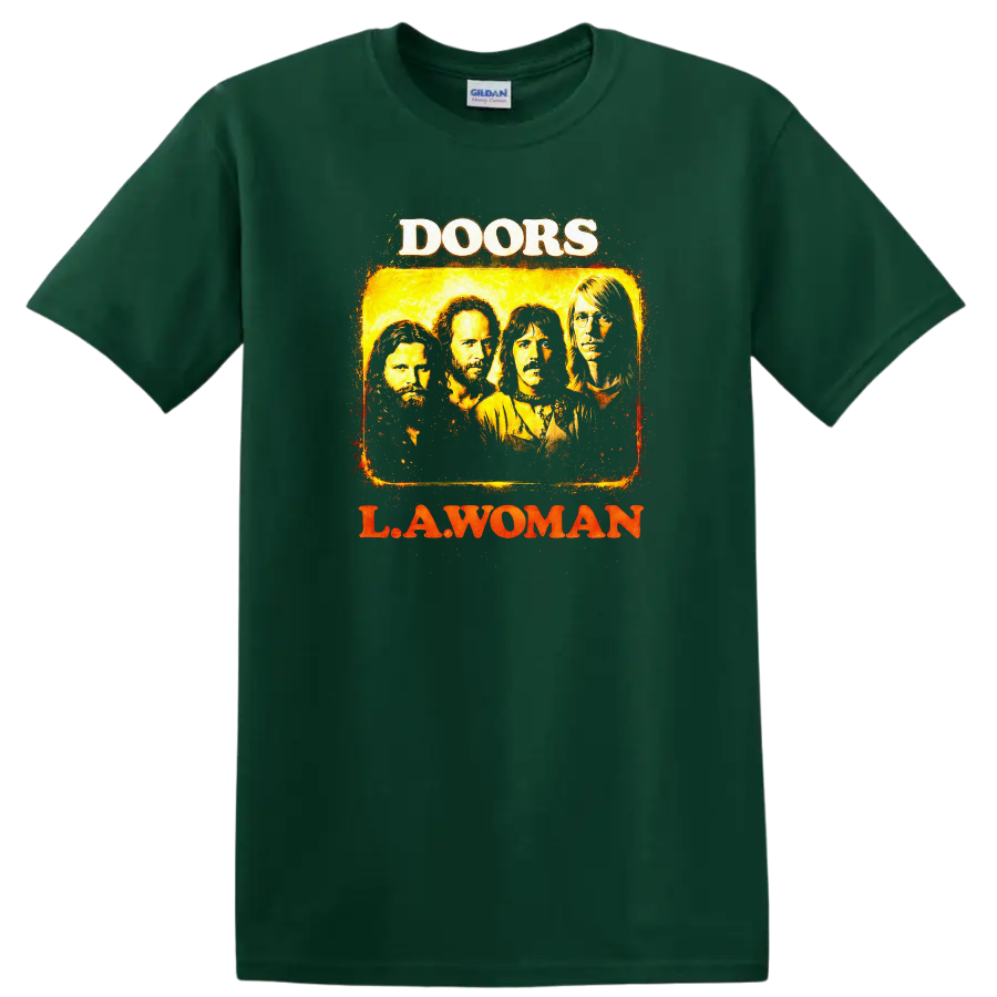 The Doors L.A. Woman Vintage Classic Rock T Shirt - Forest Green