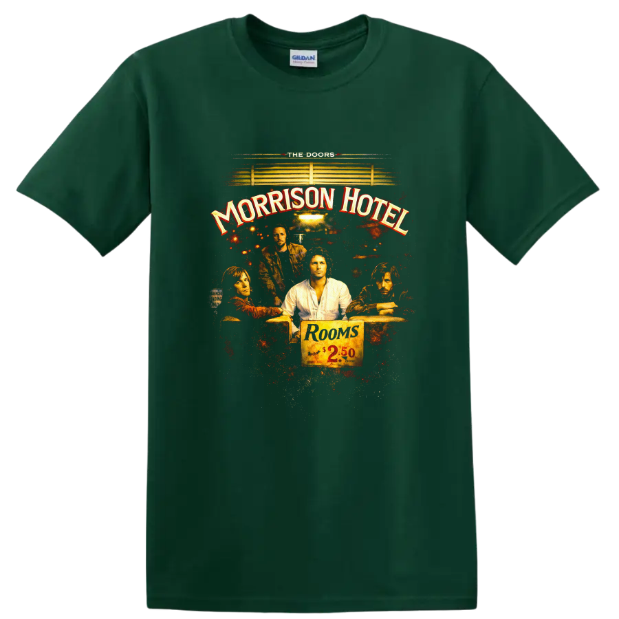 Morrison Hotel Vintage Classic Rock T Shirt - Forest Green