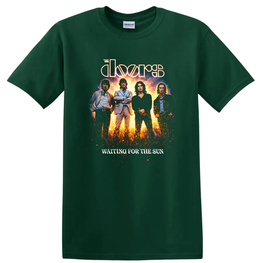 The Doors Waiting for the Sun Vintage Classic Rock T Shirt - Forest Green