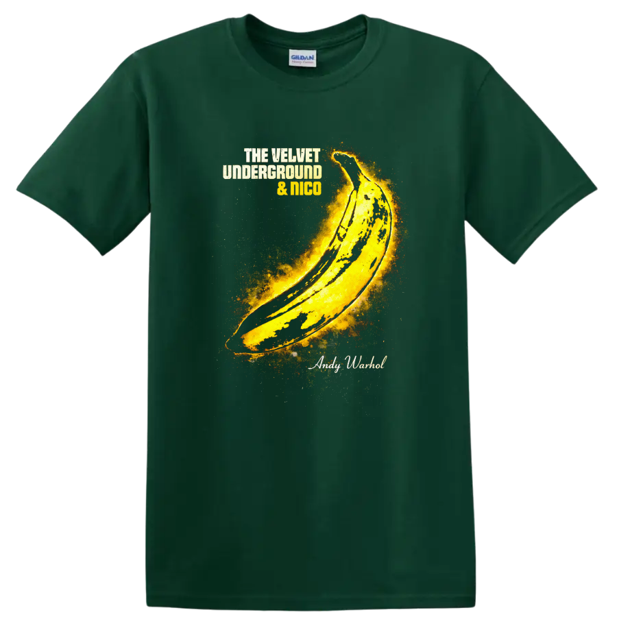 The Velvet Underground & Nico Vintage T Shirt - Classic Rock Art - Forest Green