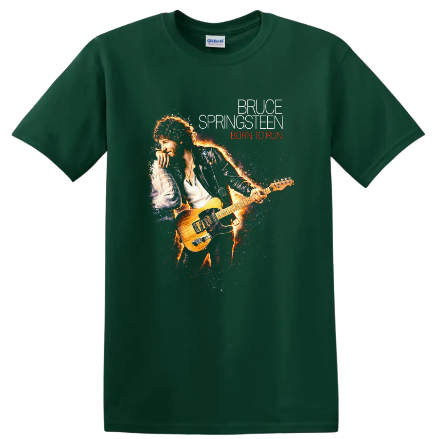 Bruce Springsteen Born to Run Vintage Classic Rock T Shirt - Forest Green