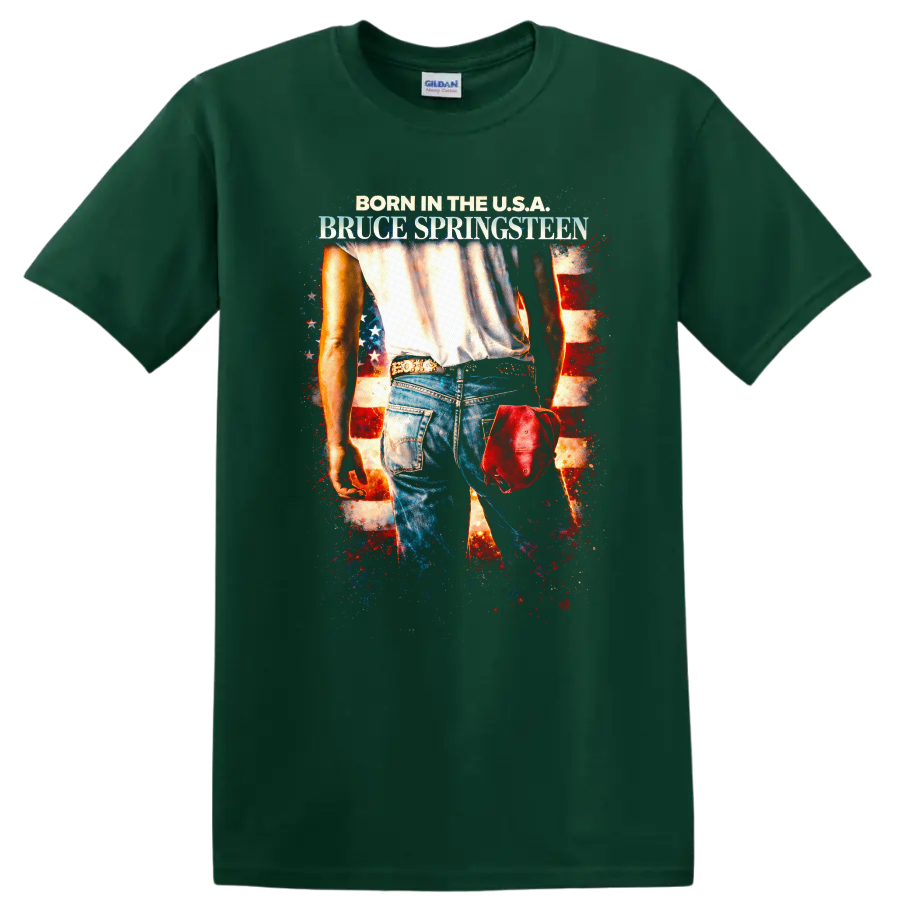 Born in the U.S.A. Bruce Springsteen Vintage T Shirt - Forest Green