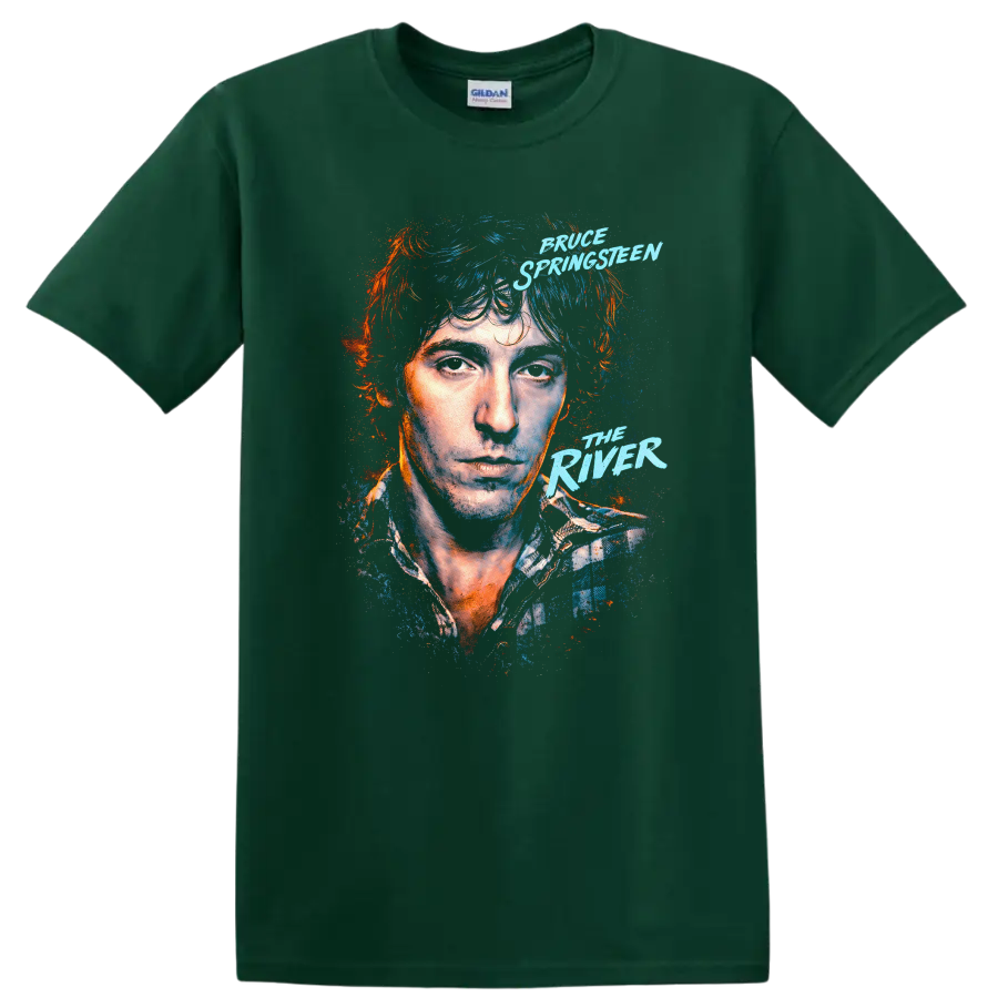 Bruce Springsteen The River Vintage Classic Rock T Shirt - Forest Green