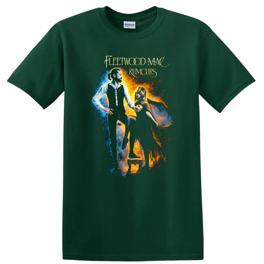 Fleetwood Mac Rumours Vintage Classic Rock Album Cover T Shirt - Forest Green