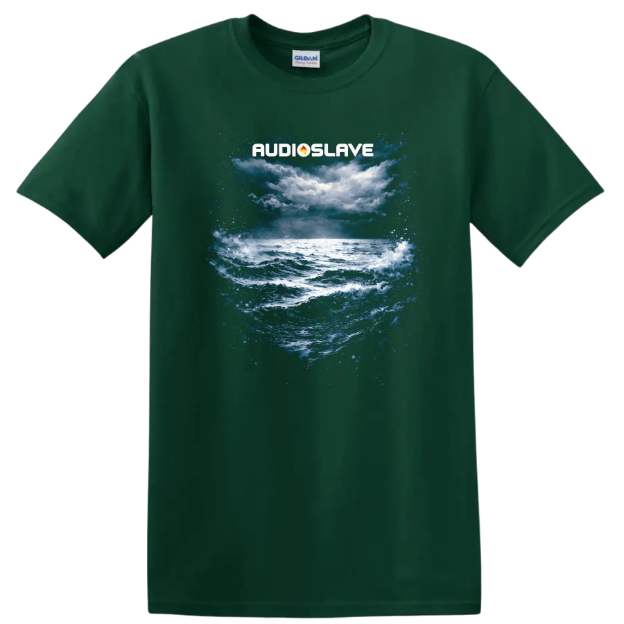 Audioslave Vintage Classic Rock Album Cover Art Style T Shirt - Forest Green