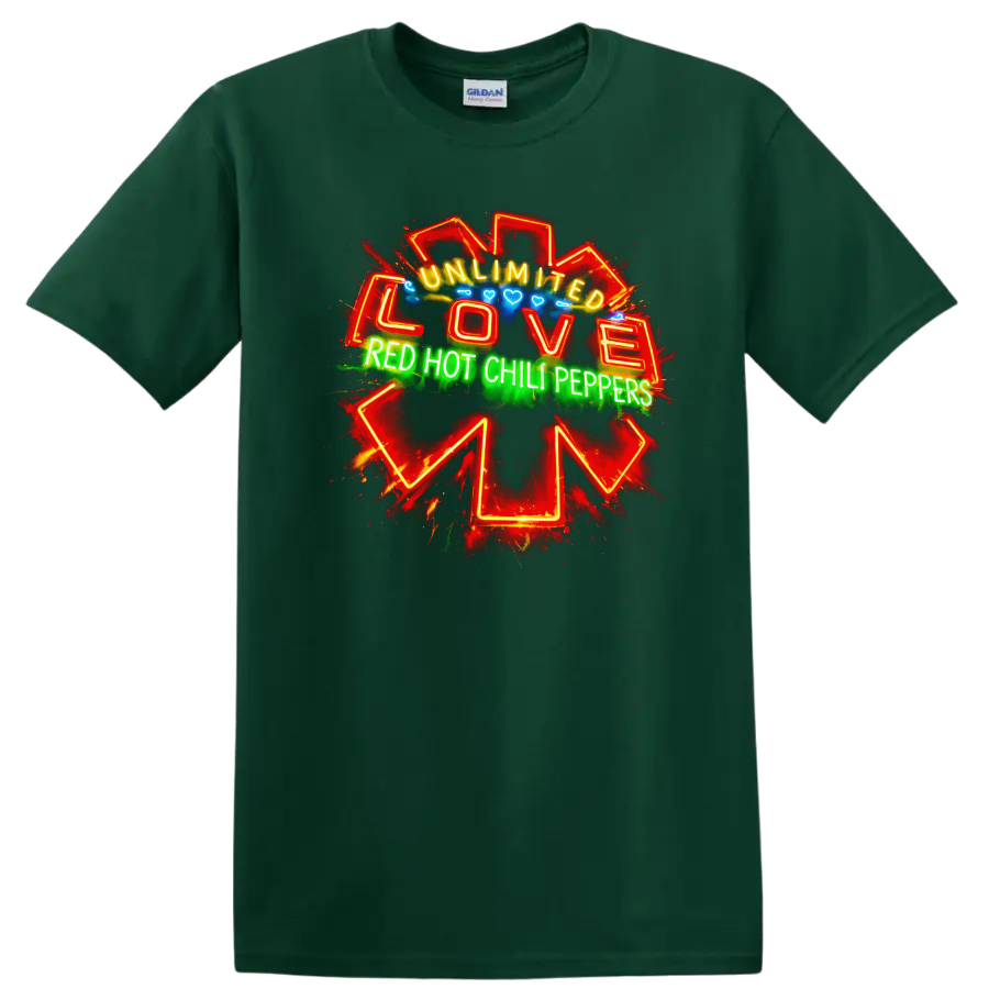 Unlimited Love Red Hot Chili Peppers T Shirt Vintage Classic Rock - Forest Green