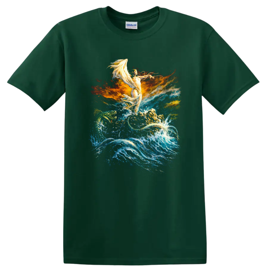 Vintage Classic Rock Album Cover Art Style T Shirt - Forest Green