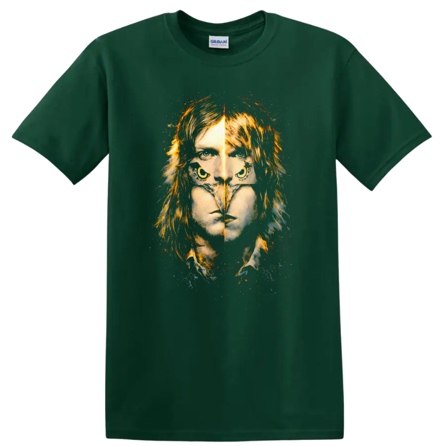 Vintage Classic Rock Album Cover Art Style T Shirt - Forest Green