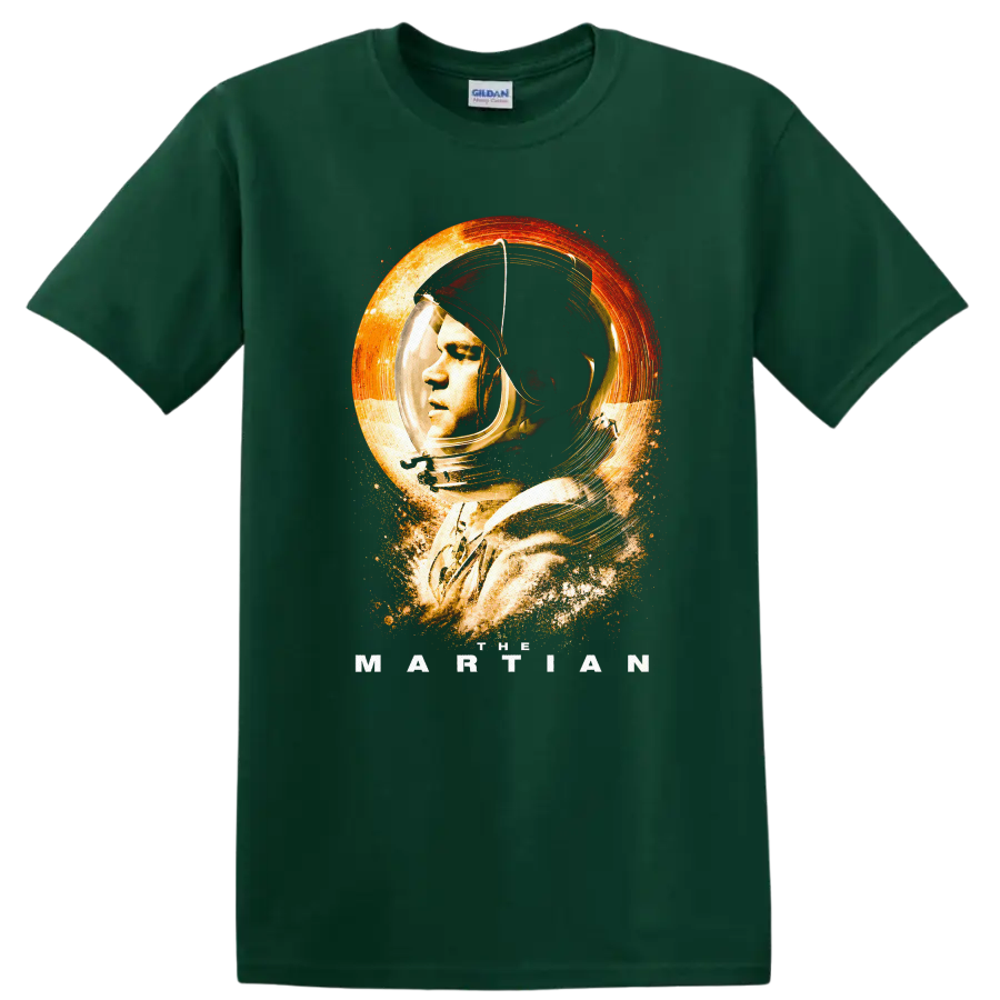 Vintage Cult Movie Character Portrait T Shirt on a Forest Green T Shirt