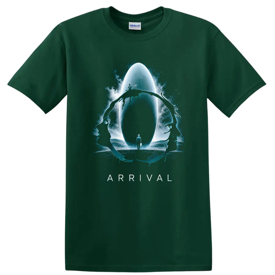 Vintage Cult Movie Character Portrait T Shirt on a Forest Green T Shirt