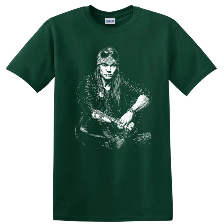 Axl Rose Guns N' Roses Rock Legends Ghostface T Shirt - Forest Green
