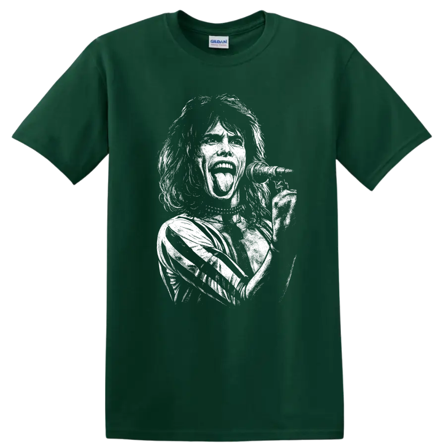 Mick Jagger The Rolling Stones Rock Legends T Shirt - Forest Green