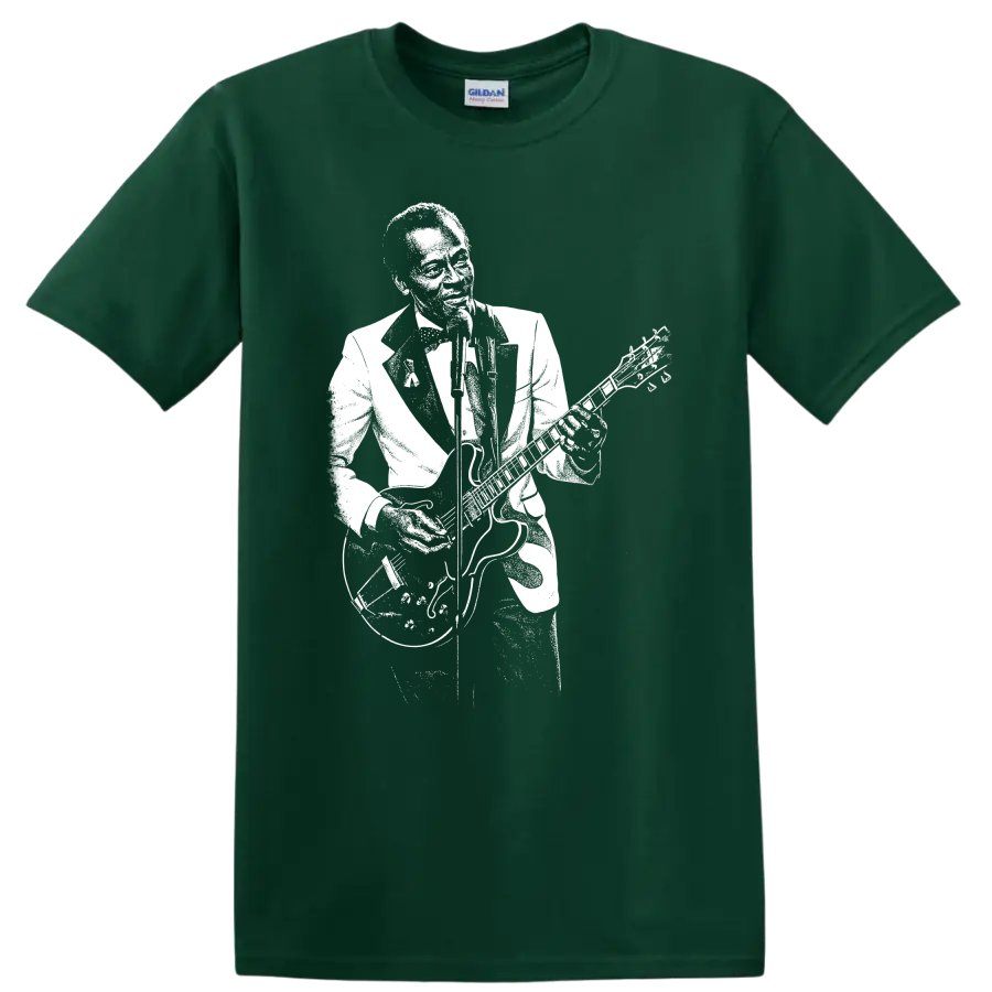 Chuck Berry Rock Legends Silhouette T Shirt - Forest Green