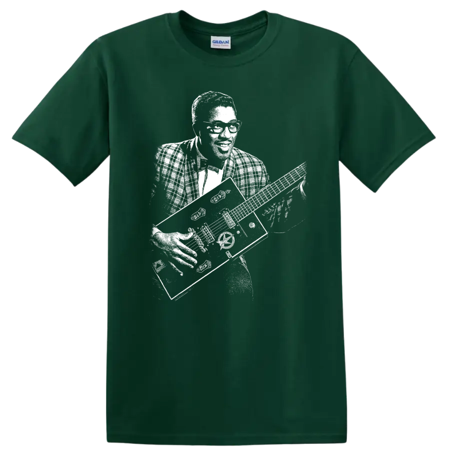 Bo Diddley Rock Legends Portrait T Shirt - Forest Green