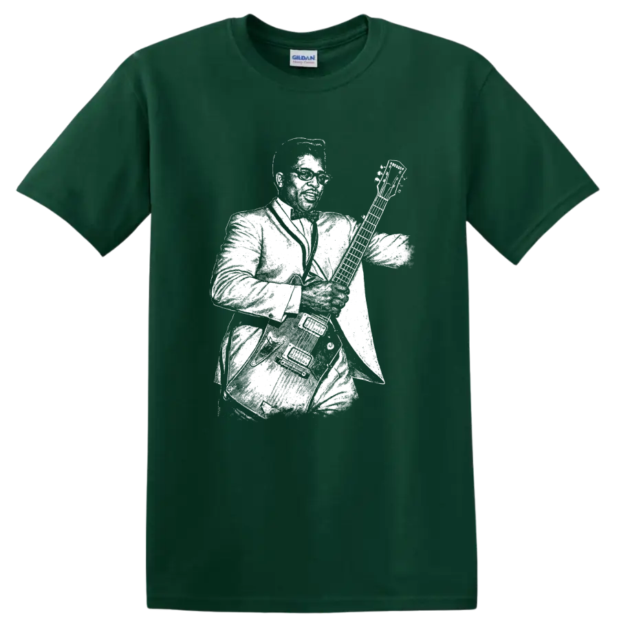 Bo Diddley Rock Legends Silhouette T Shirt - Forest Green