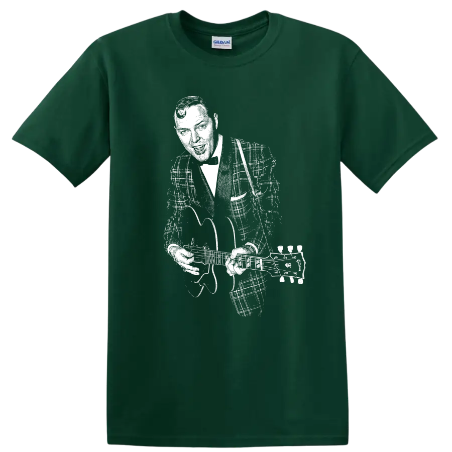 Bill Haley & His Comets Rock Legends T Shirt Classic Music Tribute - Forest Green