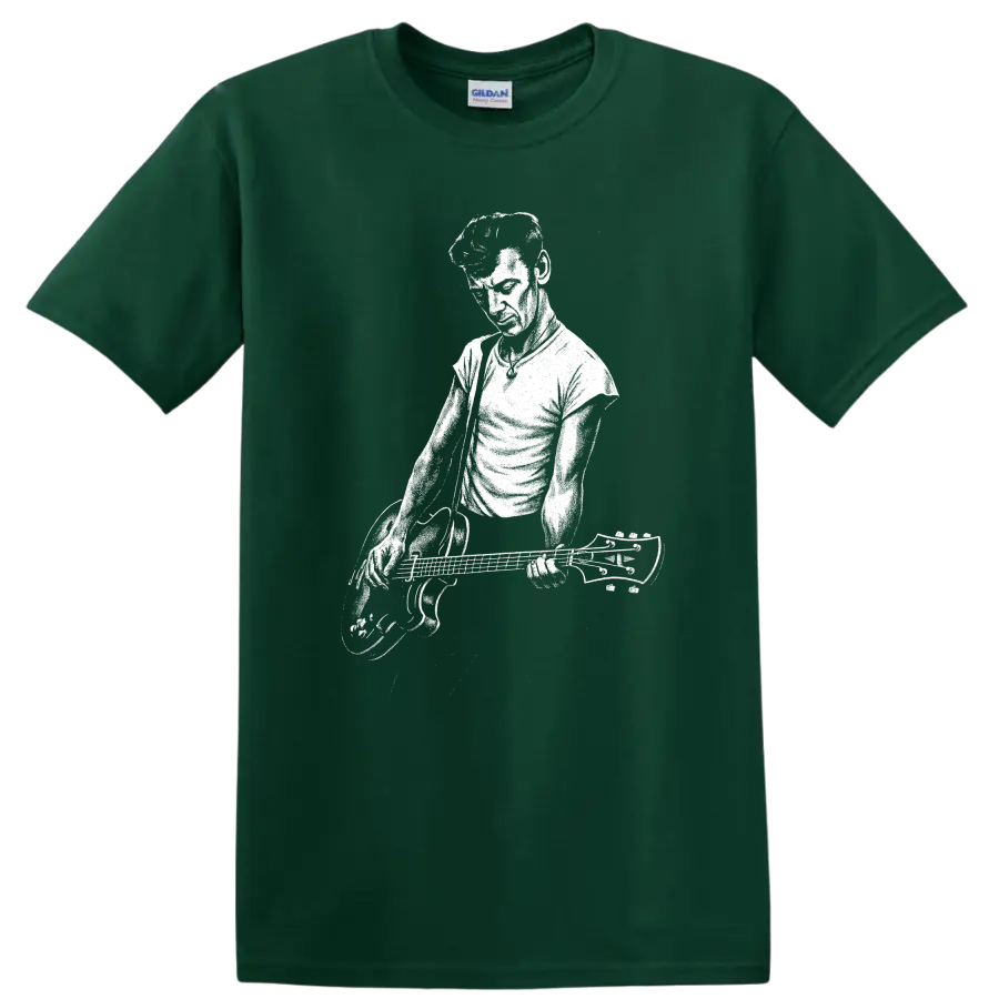 Rock Legends White Silhouette Graphic T Shirt for Music Fans - Forest Green