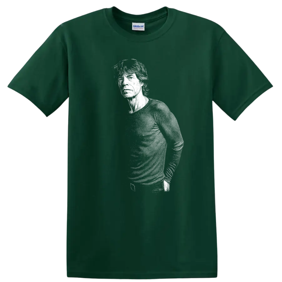 Mick Jagger The Rolling Stones Rock Legends T Shirt Classic Music Fan Tee - Forest Green