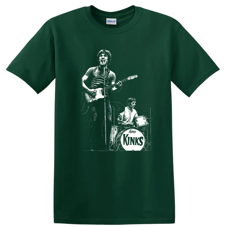 The Kinks Rock Legends Vintage Band Portrait T Shirt - Forest Green