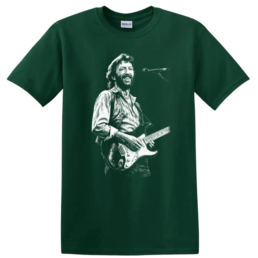Eric Clapton Rock Legends Guitar Silhouette Unisex T Shirt - Forest Green