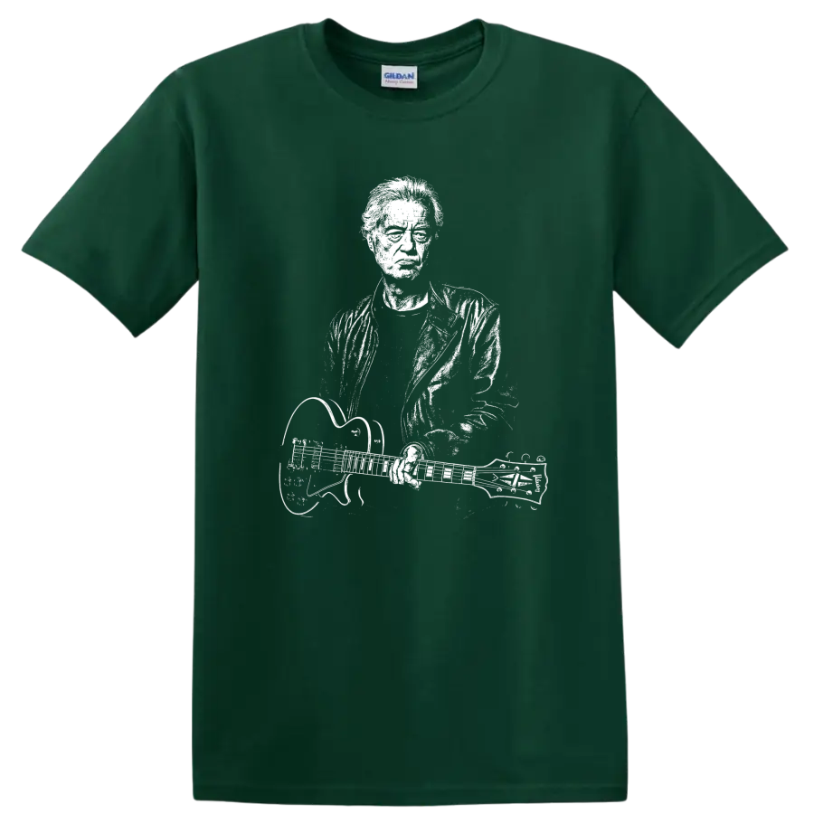 Jimmy Page Led Zeppelin Rock Legends Tribute T Shirt for Fans - Forest Green