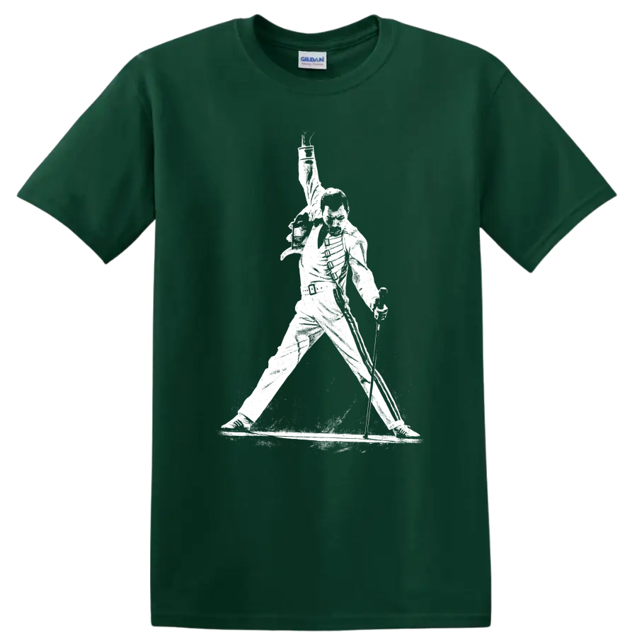 Freddie Mercury Queen Rock Legends Tribute T Shirt Unisex Music Fan Tee - Forest Green